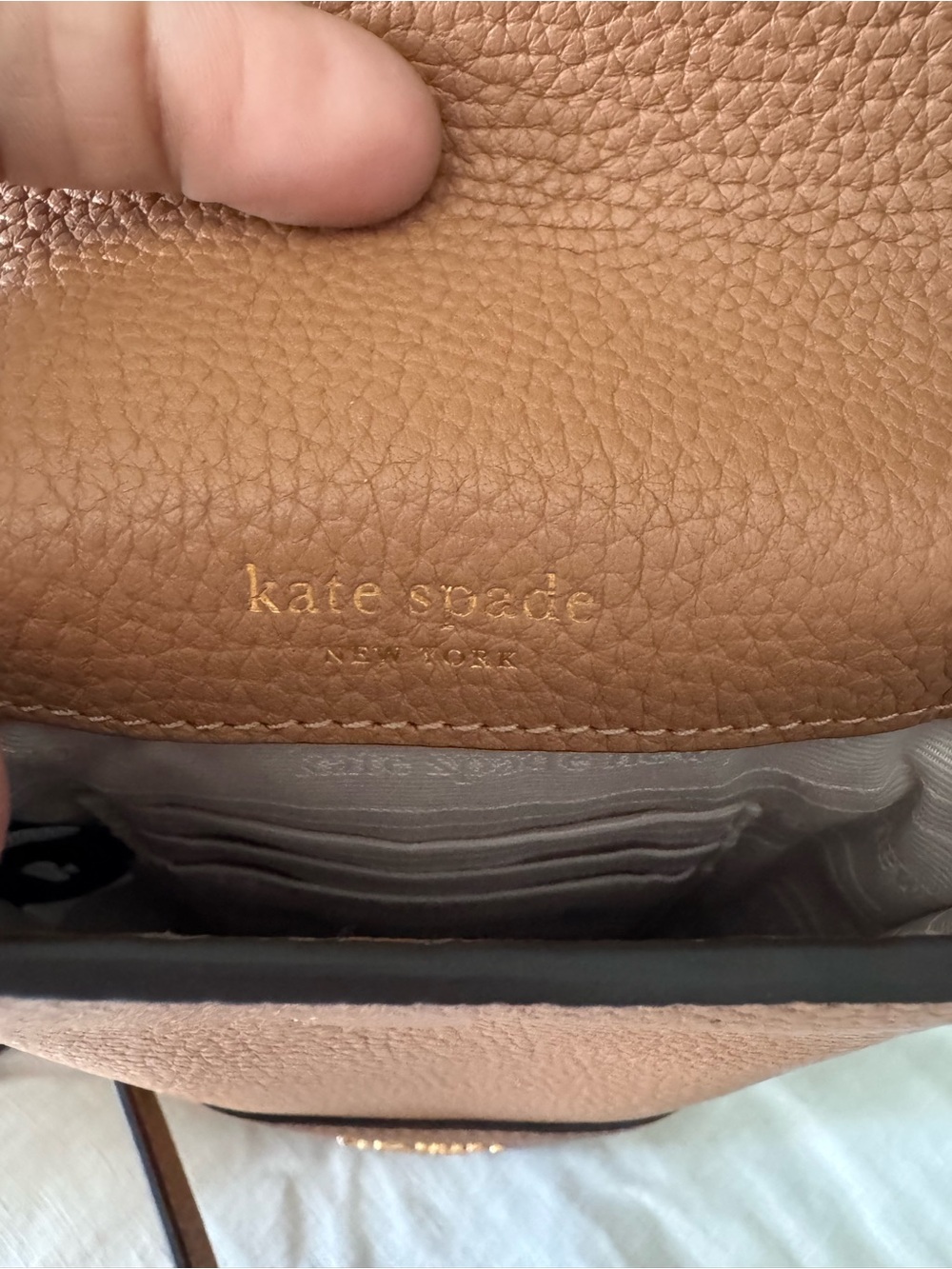 kate spade tan pebbled leather crossbody phone pouch with adjustable strap - Picture 5 of 5